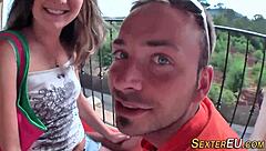 Small boobed European teen gets rough sex with big cock