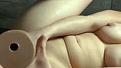 amateur asian struggles with huge dildo for intense climax