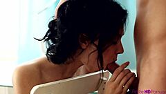 beautiful babe gets ass fucked on kitchen countertop