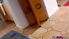 Young amateur's first time POV experience with a well-endowed partner in stockings