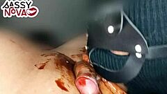 Man, my horny teen 18+ girlfriend licks black cock with chocolate syrup at Christmas! 🍫🎅