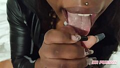 i fucked this tattooed african ebony pornstar with big lips, she sucked my monster cock dry