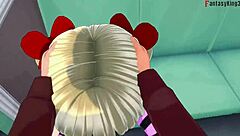 Airi Akizuki sucks cock on public bus in blonde hentai POV fantasy.