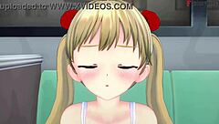 Airi Akizuki sucks cock on public bus in blonde hentai POV fantasy.