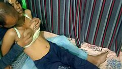 young girl asks for help in rainy season