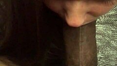A homemade video of a BBW giving a deepthroat blowjob and gagging on a cock