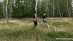 two hot girls have fun painting each other