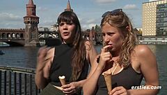 Blake and Lindsey lick each other