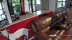 online creeper ties up his new victim for bdsm blowjob