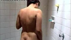 Hygienic Procedures In Shower With Long Hair Brunette