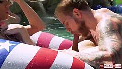 ts jade venus and three tgirls fuck bareback in pool orgy?