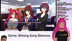 Vtuber Lewdneko continues the anime-style visual novel Shining Song Starnova with Aki route part 2
