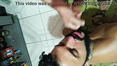 Married guy gives bareback blowjob and cums in mouth