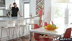 Blonde athletic cougar wife cheats on her husband