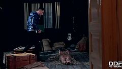 realtor and client double penetrate submissive beauty, punishing ass