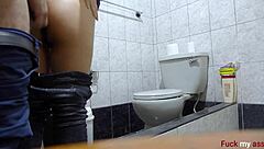 Young Latina gets her tight ass fucked in bathroom