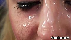 Sexy Model Gets Jizz Shot on Face Sucking All Cum