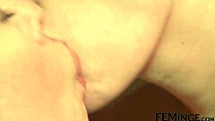 feminge 4k - blonde company owner seduces the lesbian employee