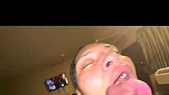 Ebony BBW Keeps Sucking Monster Cock After Cumshot in POV