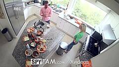 Step sister gets monster cock in kitchen on Thanksgiving