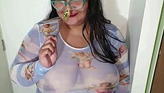 BBW swallows cum with hidden satisfaction