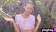 Beautiful Blonde Milf Model Katya Clover Poses in the Rain