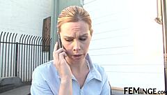 feminge 4k - blonde company owner seduces the lesbian employee