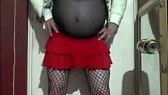 Gay masturbation with a crossdressing twist using a kinky machine
