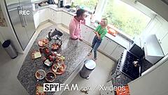 Step sister gets monster cock in kitchen on Thanksgiving