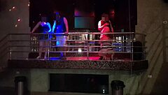Beautiful blonde gives a great blow job in a nightclub