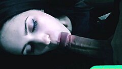 A handsome man gives a stunning brunette an intense blowjob