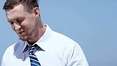 Handsome agent fucks his black gay customer in interracial encounter?