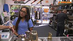 Amateur Babe Nailed Hard at Pawnshop by Hidden Cam