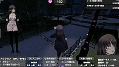 Sereka exposes in naked coat outdoors.