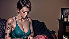 3D animated cosplay video with a shy girl getting caught while she pleases herself