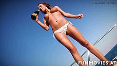 Chesty Gina Sucks Two Big Dicks Outdoors