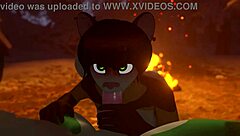 Furry character sucking cock in hentai anime style