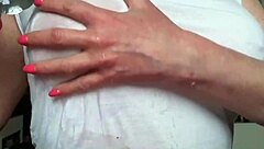 busty milf wets t-shirt, orgasms from nipples