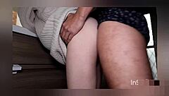 Japanese pervert small-breasted woman treated as onahole in standing back position