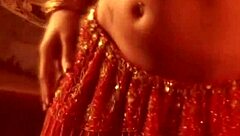 A beautiful brunette performs a softcore erotic dance routine