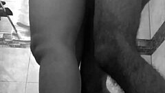 Latina amateur couple gets down for a quick bathroom fuck in steamy action