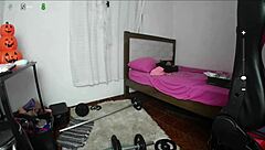 webcam model seduces with exercise in broadcast part two