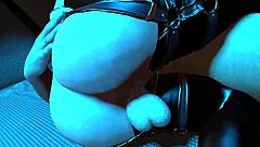 guy spooning two curvy futanari ladyboys for blowjob