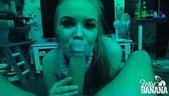 Swedish girl sucking big cock while masturbating in dark pov