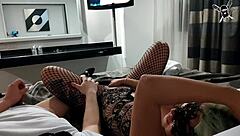 Two blonde amateur babes masturbate while they are filmed for a porn movie