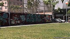 Handcuffed Blonde Sucks Dicks Outdoors