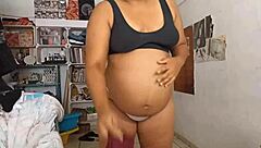 Shopping with pregnant lady in store