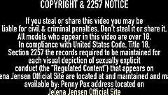 Jelena Jensen drills her trimmed pussy with a glass dildo, using toys for masturbation and big clit stimulation.