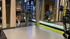 Skinny blonde gets hot gym session turned into wild sex