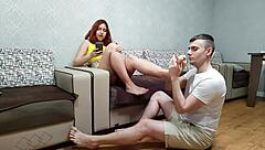 Worshiping Feet With Tongue And Toes In Fetish Domination